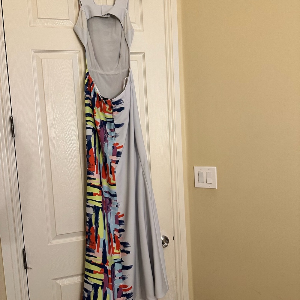BCBGMaxAzria Blue and Red Sheath Maxi Dress - Picture 6 of 7